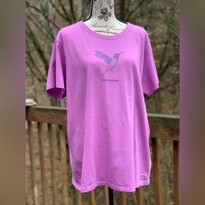 Life Is Good Womans Size XL T -Shirt Lavender Hummingbird